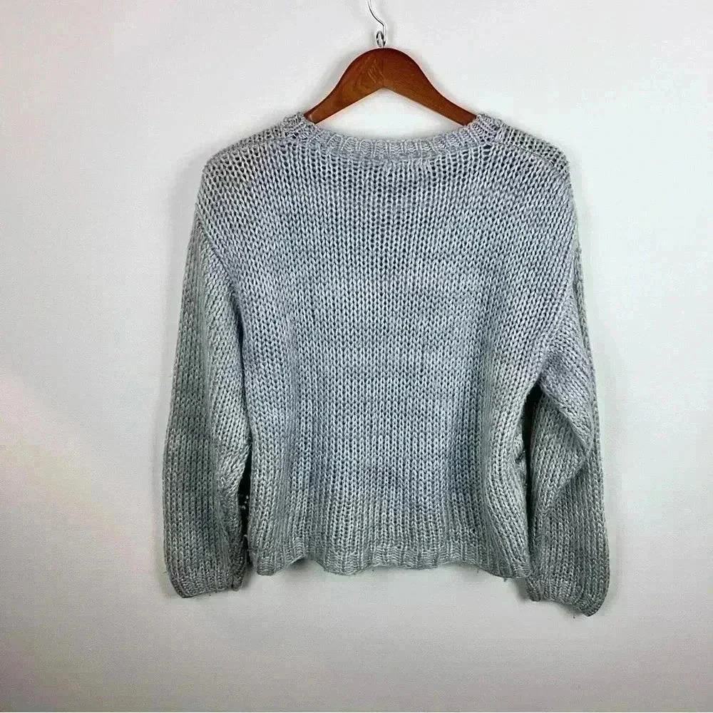 Women's hand-knit Sz.L Striped Sweater with beads Cottagecore 90s/Y2K - Picture 5 of 5
